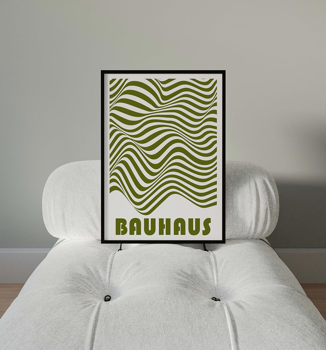 Golvend lijnenspel – moderne Bauhaus wandkunst als poster