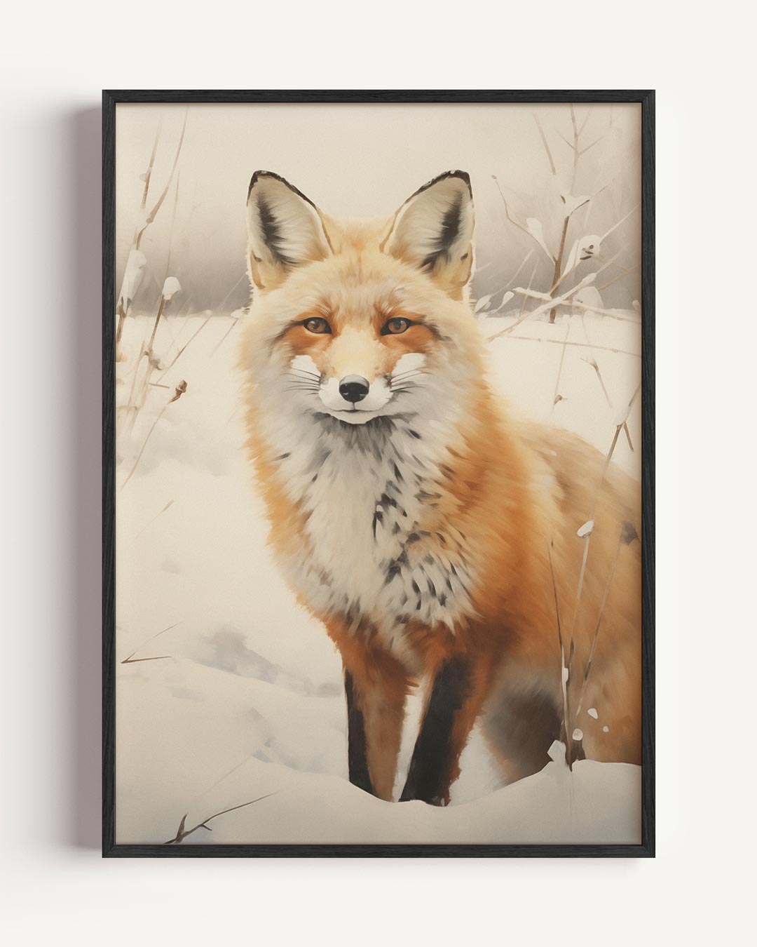 Winterse Vos – kerst portret poster als wanddecoratie