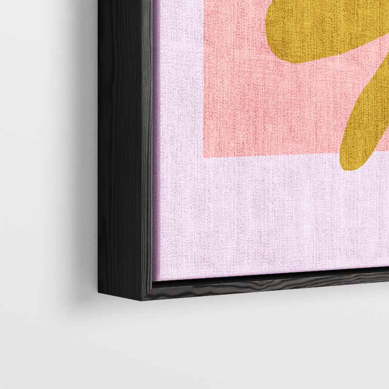 Abstracte Vormen in Oker en Roze – dibond wanddecoratie in staand formaat