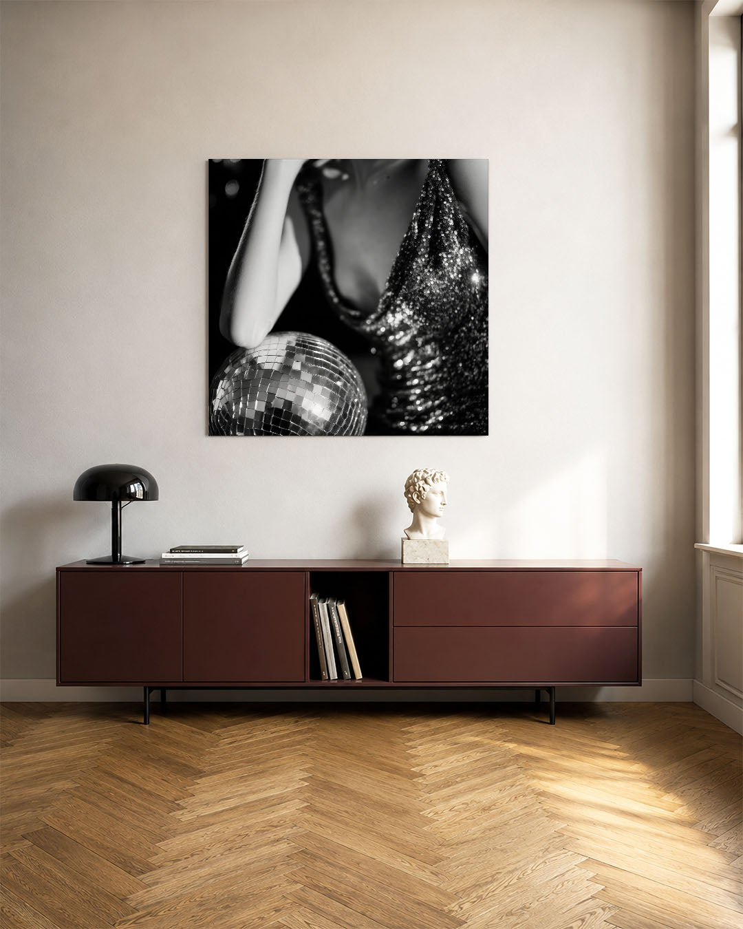 Glinsterende reflecties kunstwerk – tweede productweergave – dit kunstwerk toont een compositie van glinsterende pailletten
