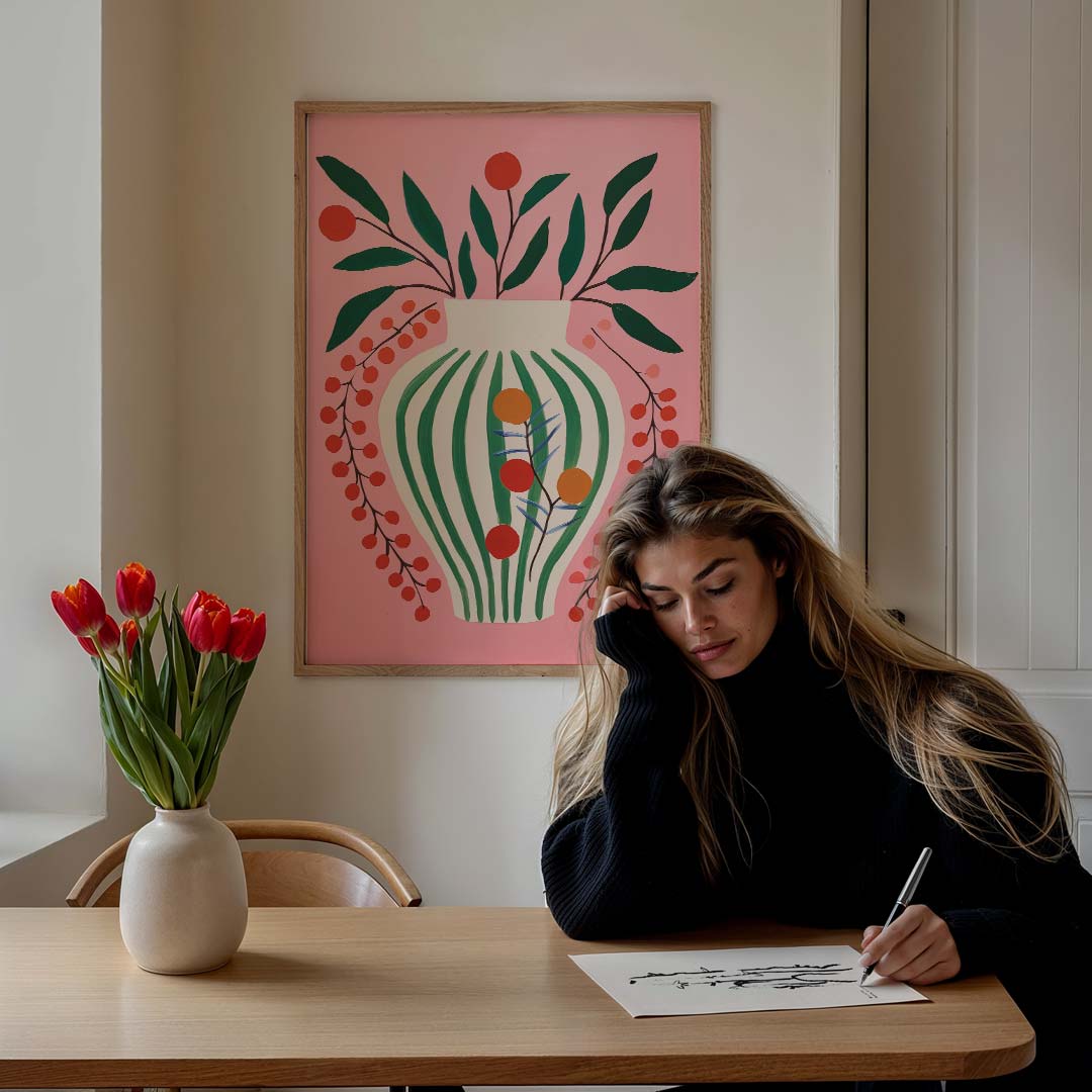 Bloemenvaas Kunstposter – staande zomer wanddecoratie van WallArtistic
