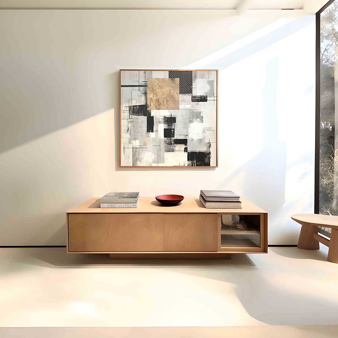 Abstracte geometrische vormen – vierkante zachte abstracte wanddecoratie van WallArtistic