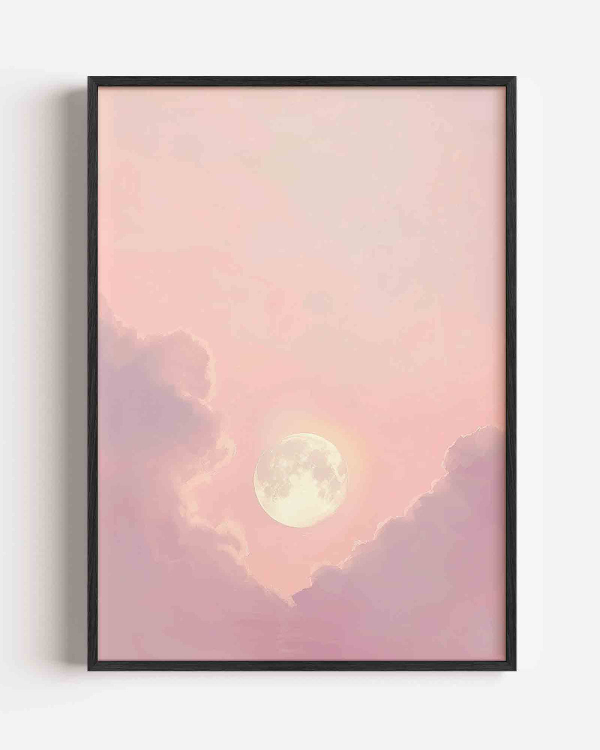 Maan en wolken – kleurrijke abstracte portret poster als wanddecoratie