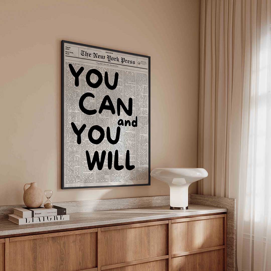 You can and you will – kleurrijke Pop Art poster in staand formaat