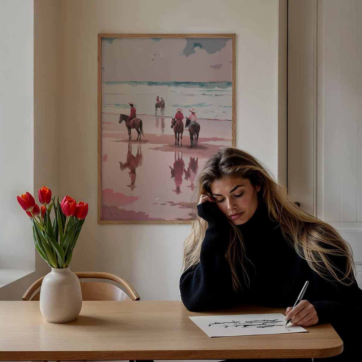 Strandpaarden Wanddecoratie – paasposter in staand formaat
