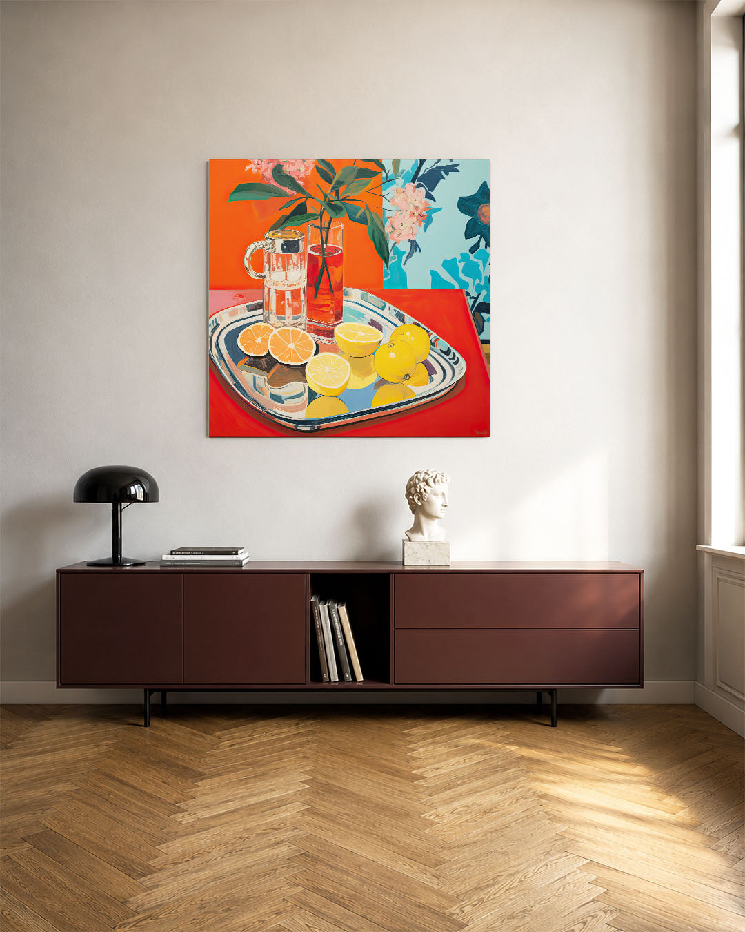Levendige citrus compositie kunstwerk – tweede productweergave – dit werk toont een kleurrijke compositie van citrusvruchten