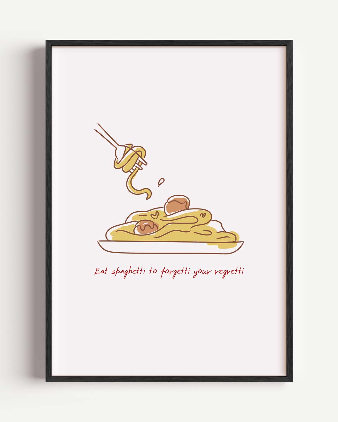 Spaghetti Happiness – keuken portret poster als wanddecoratie