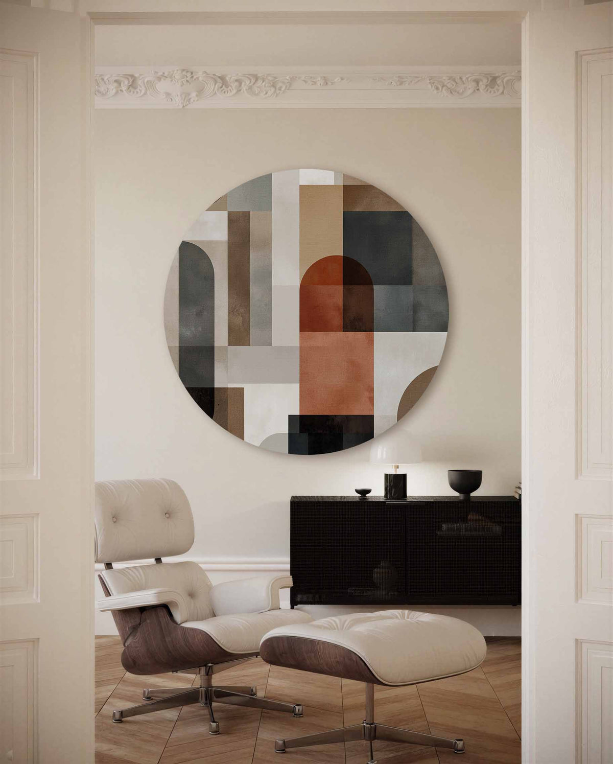 Geometrische vormen – moderne abstracte muurcirkel voor aan de muur