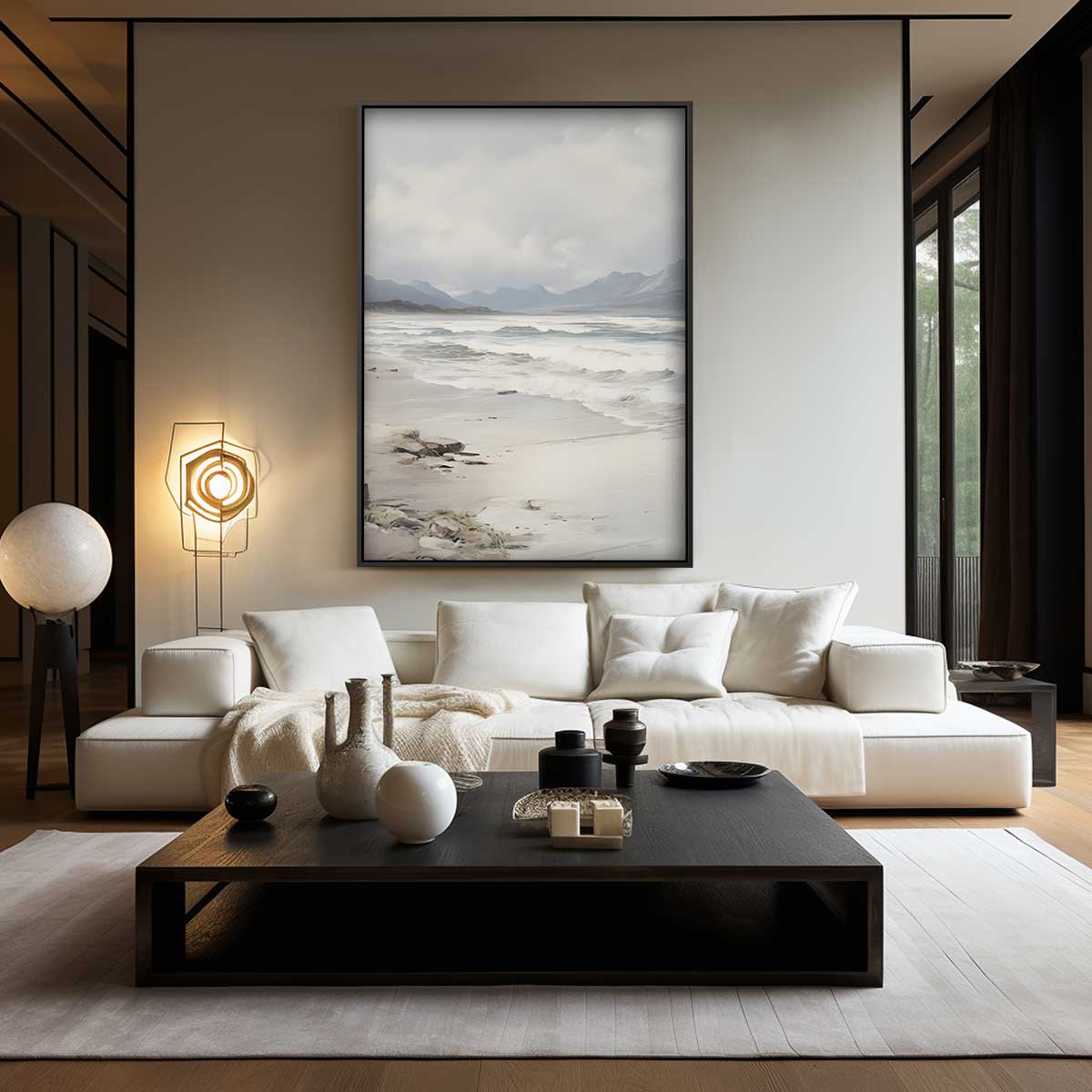 Rustgevende Strandgolven – staand kunstwerk voor modern interieur