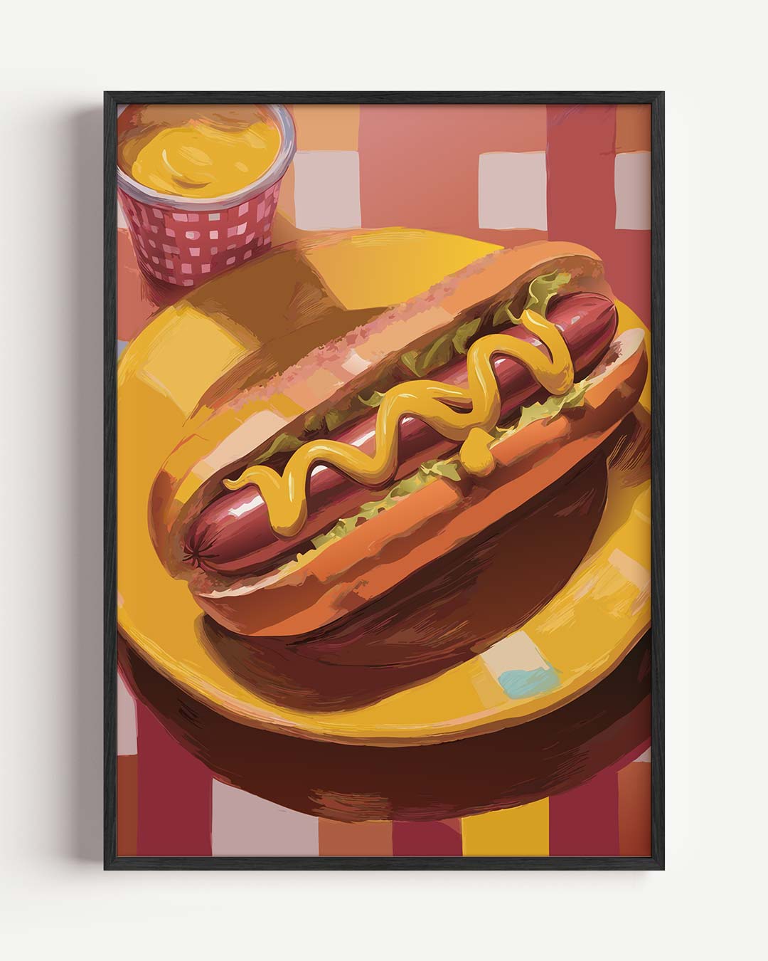 Vrolijke Hotdog – keuken portret poster als wanddecoratie