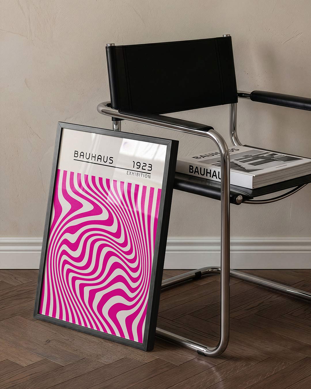 Golvend lijnenspel – staande Bauhaus poster voor aan de muur