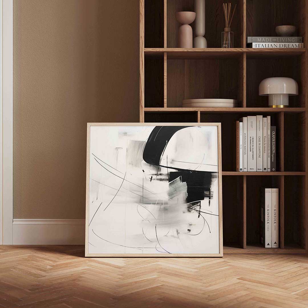 Abstracte lijnen en vormen – vierkante wanddecoratie met kleur en vorm van WallArtistic