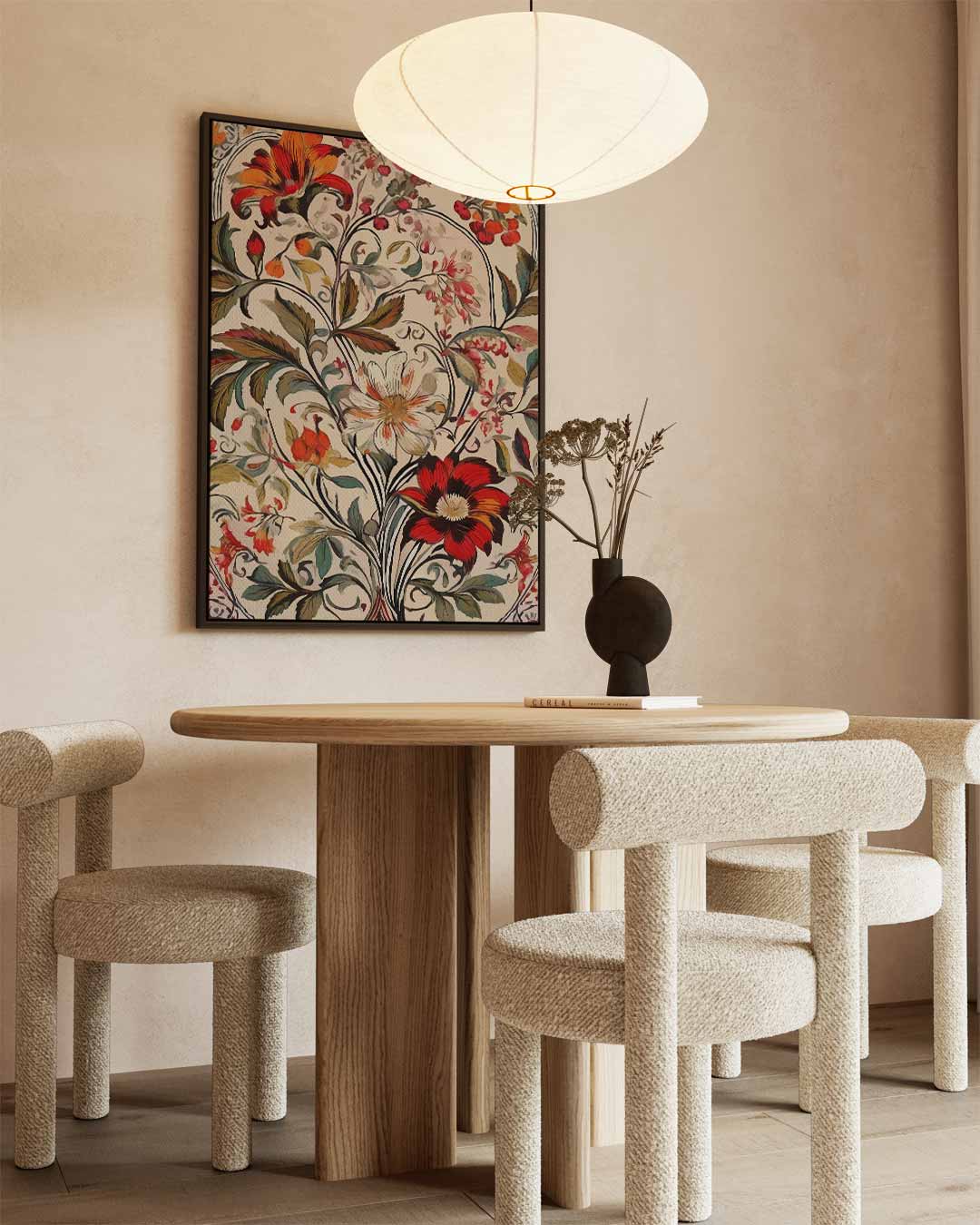 Bloemenpracht op Canvas – kunstwerk met zwarte baklijst