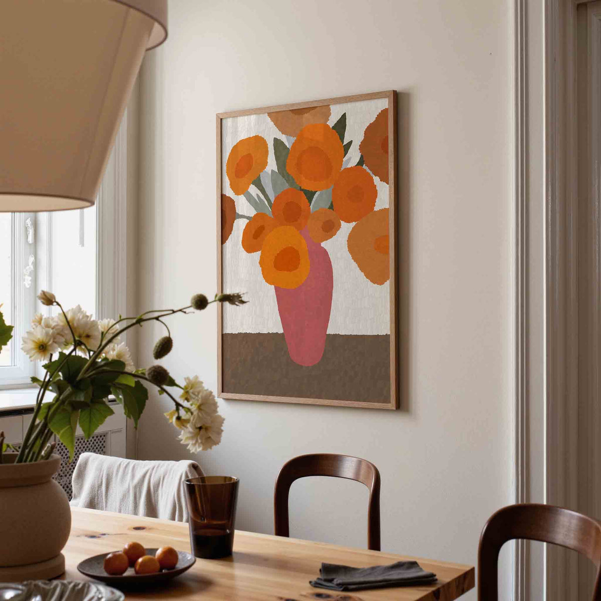 Bloemen in vaas – eigentijdse illustratie poster in staand formaat