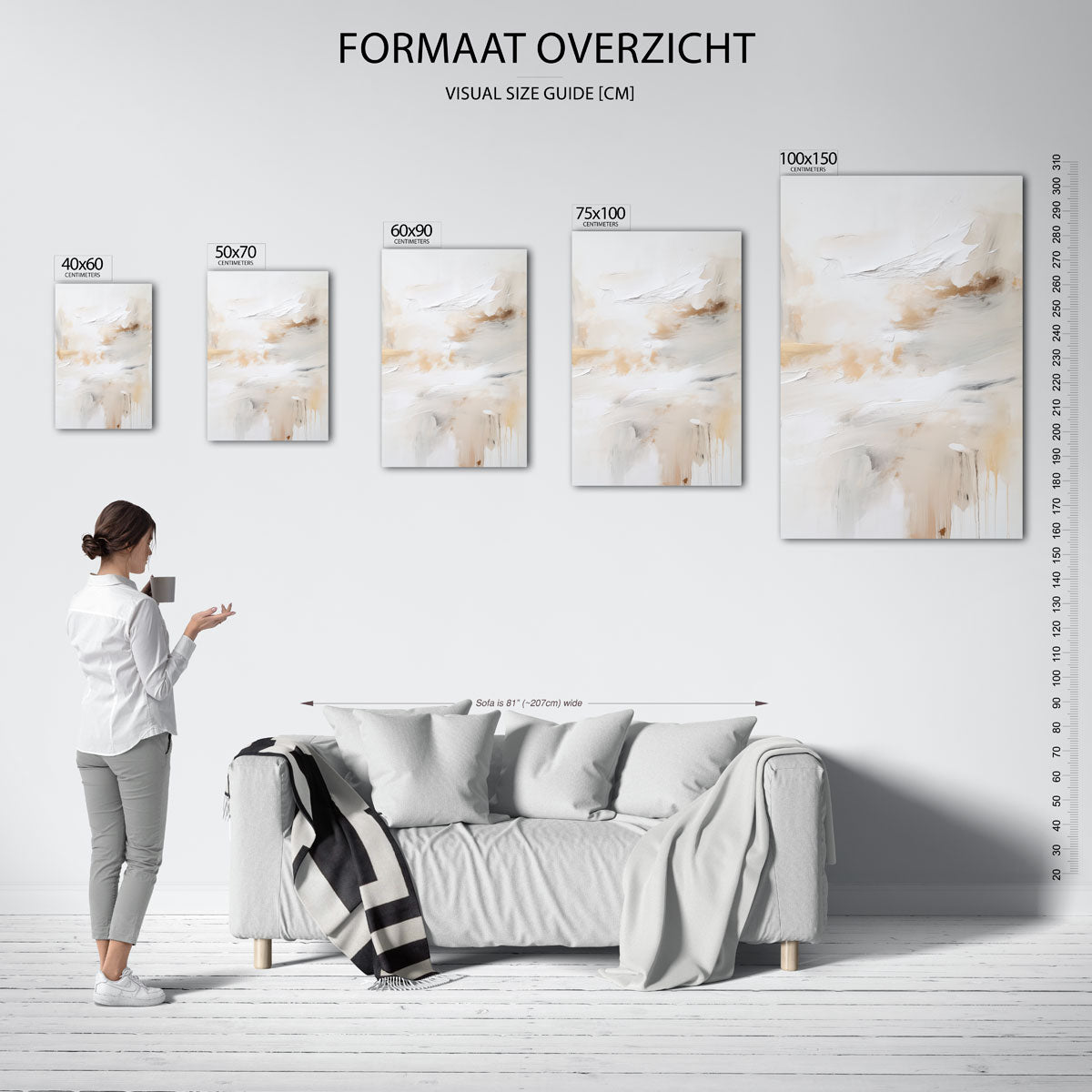 Zachte kleuren compositie – staand wanddecoratie kunstwerk