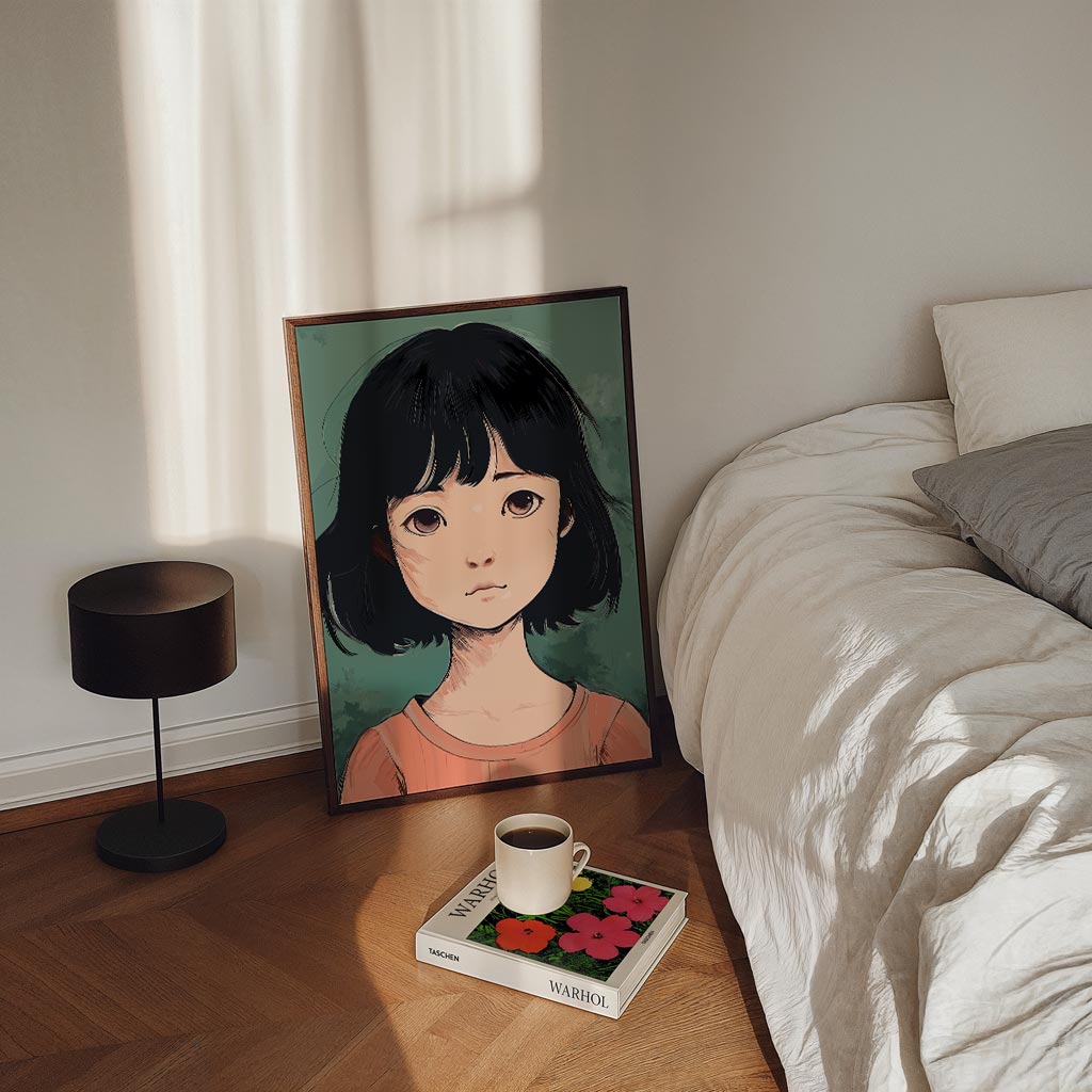 Dromerige Portretkunst – staande Popart wanddecoratie van WallArtistic