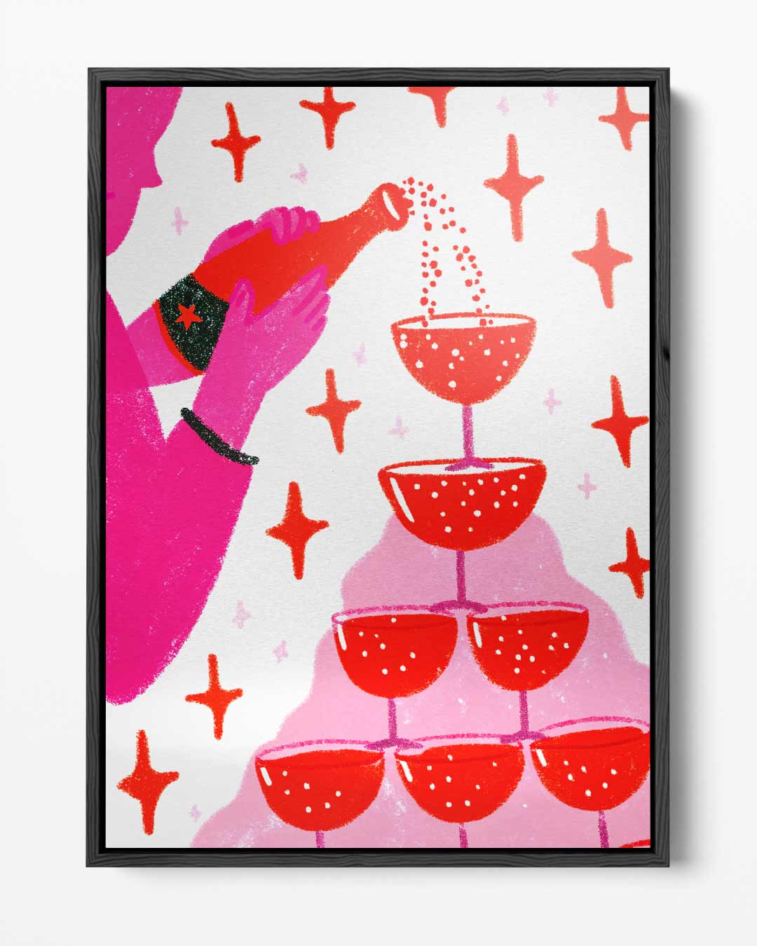 Sprankelend Champagnefeest – portret kunstwerk als wanddecoratie