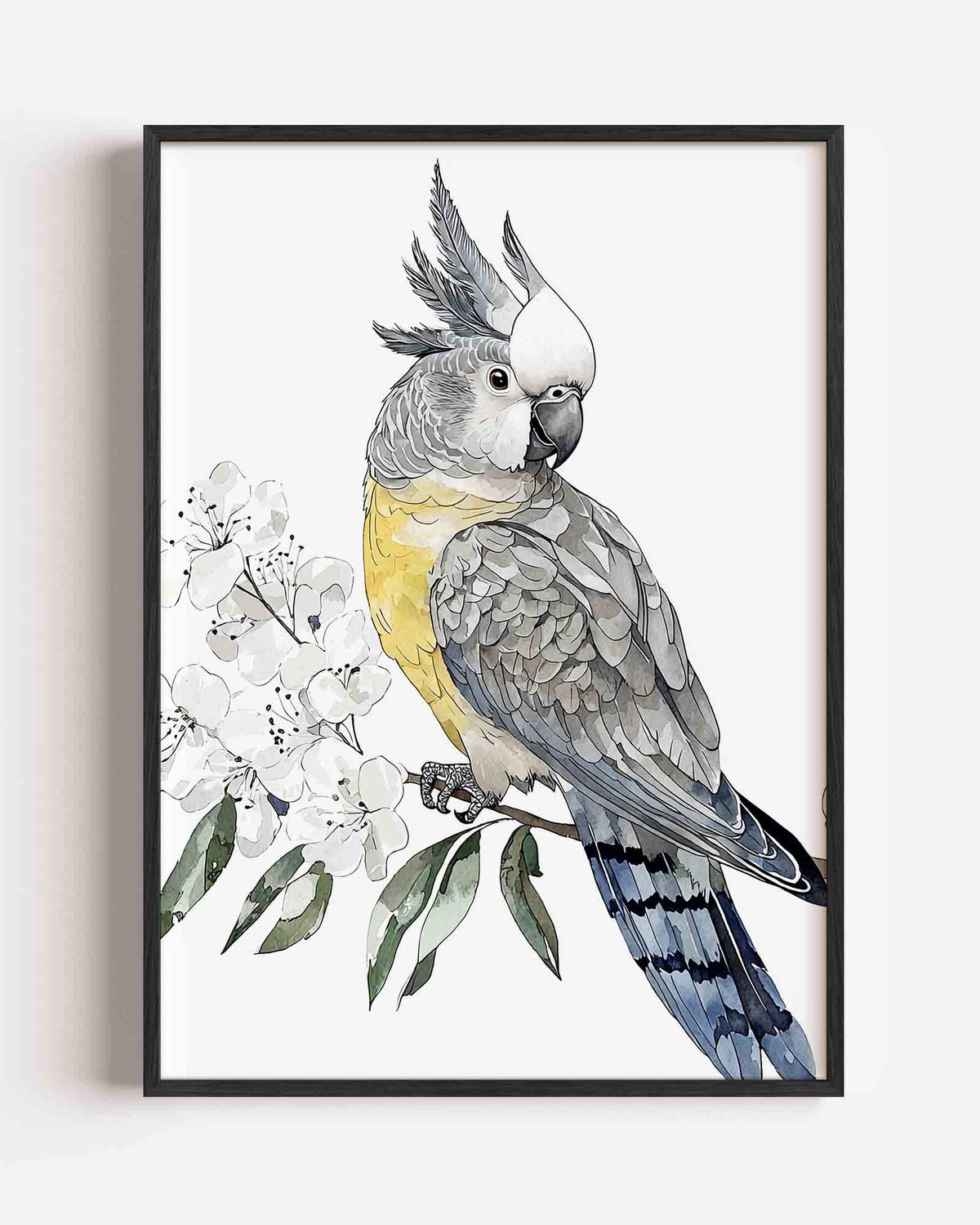 Papegaai en bloemen – dieren portret poster als wanddecoratie