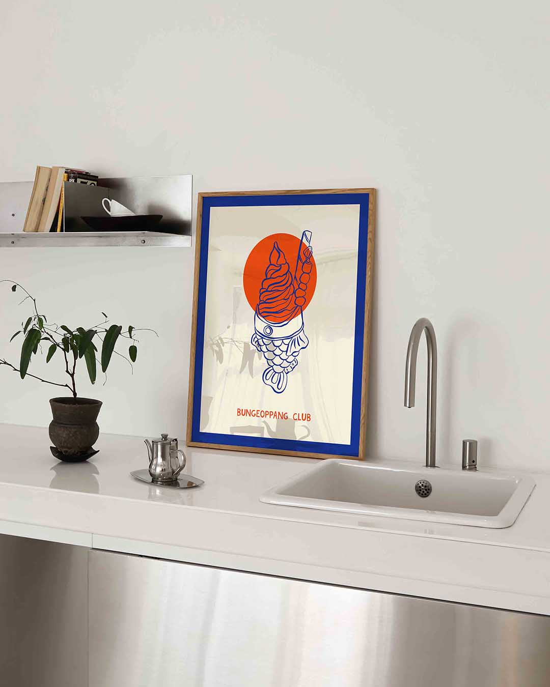 Visvormige ijstraktatie – Aziatische poster in staand formaat