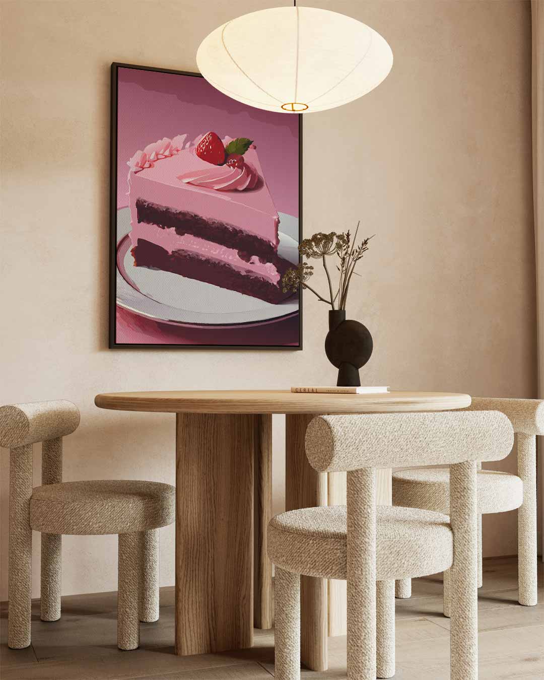 Verrukkelijke Aardbeientaart Print – canvas wanddecoratie in portret formaat