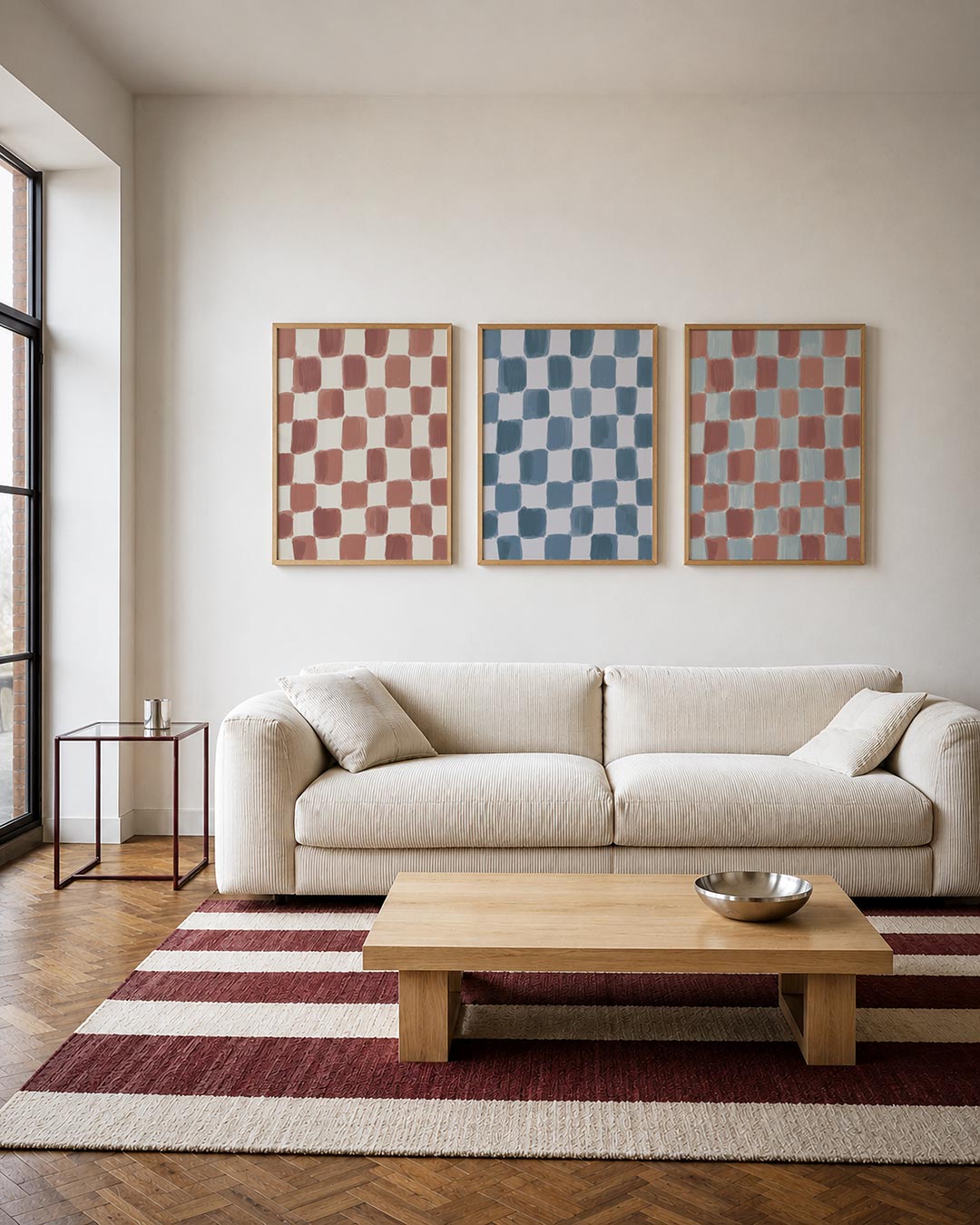 Vorm en kleur driedelige posterset – deze posterset in drie delen toont een ritmisch patroon van