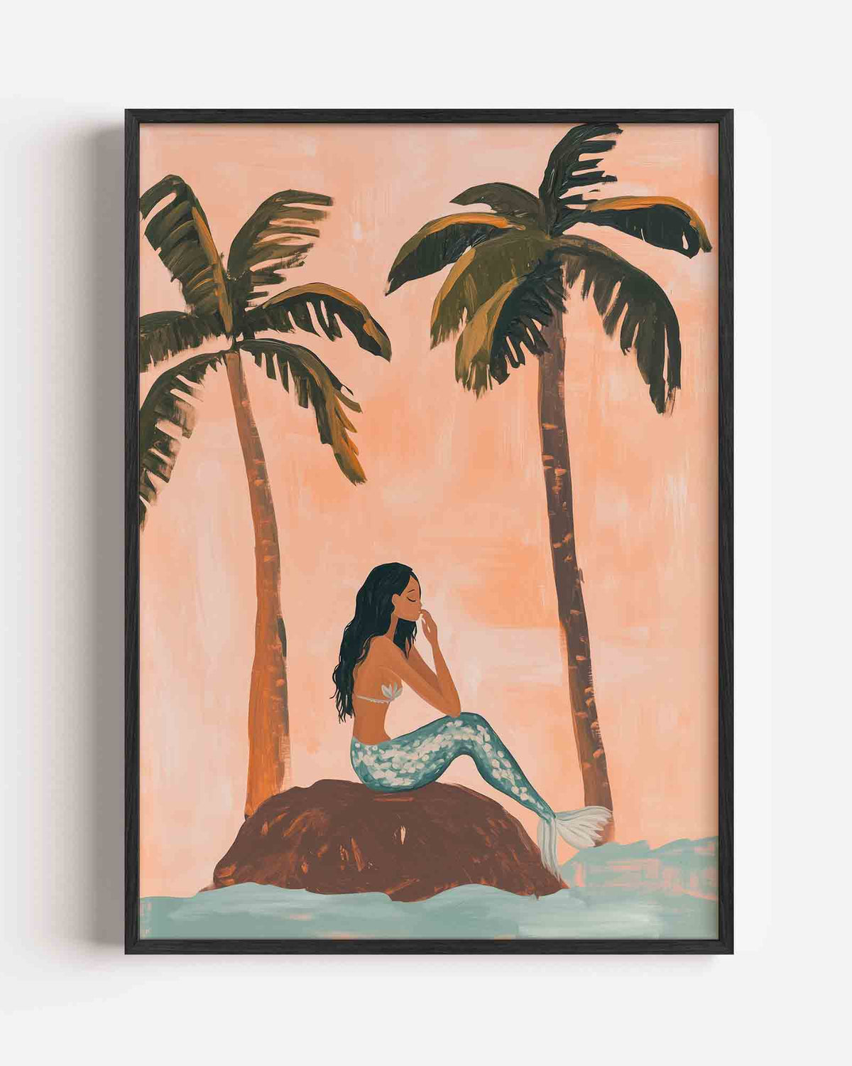 Zeemeermin en palmbomen – jungle portret poster als wanddecoratie