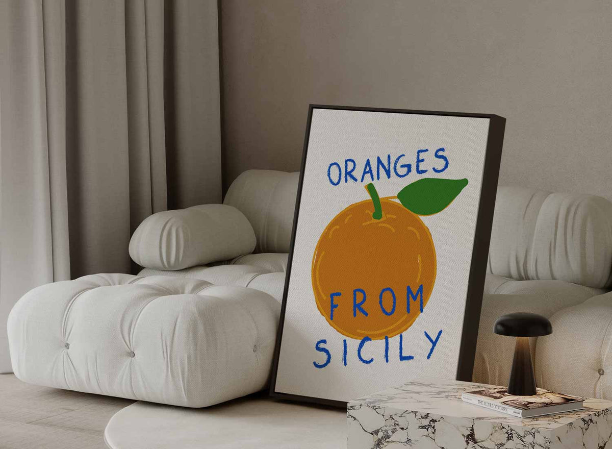 Zonnige Sicilië Sinaasappelprint – plexiglas wanddecoratie in portret formaat