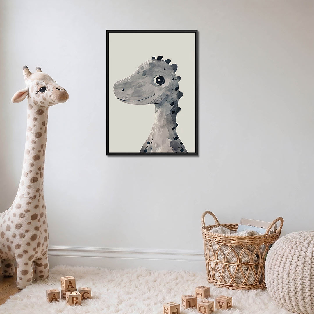 Vrolijke dinosaurus illustratie – moderne staande wandkunst