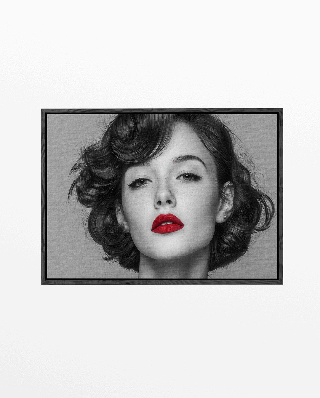 Portret met rode lippen – liggend portret kunstwerk