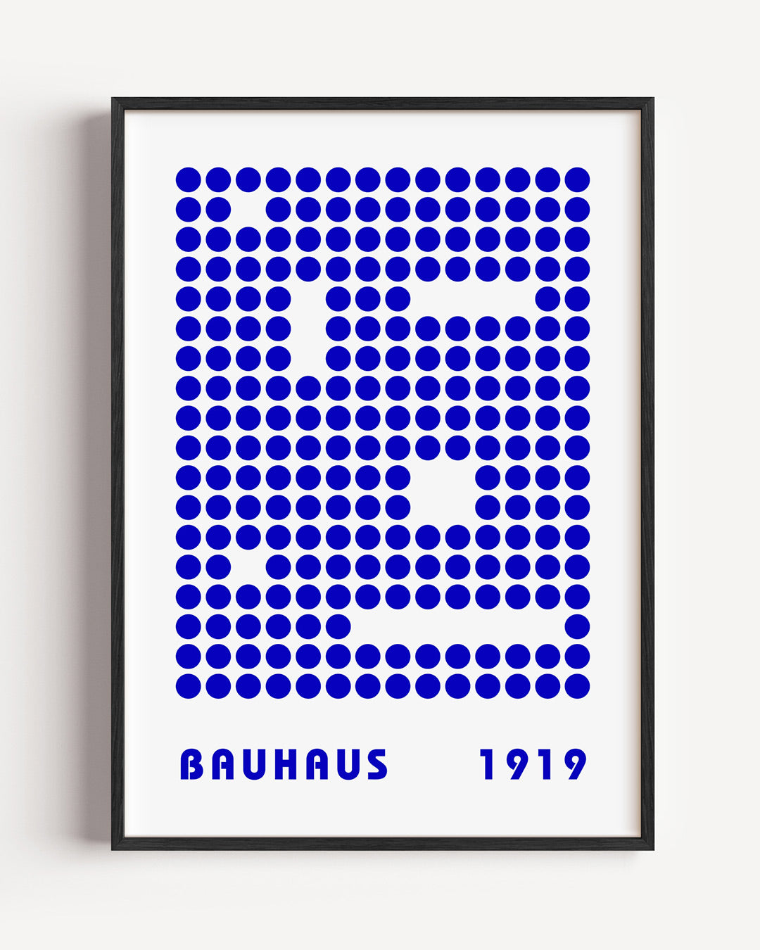 Puntstructuur blauw – staande Bauhaus poster als wanddecoratie