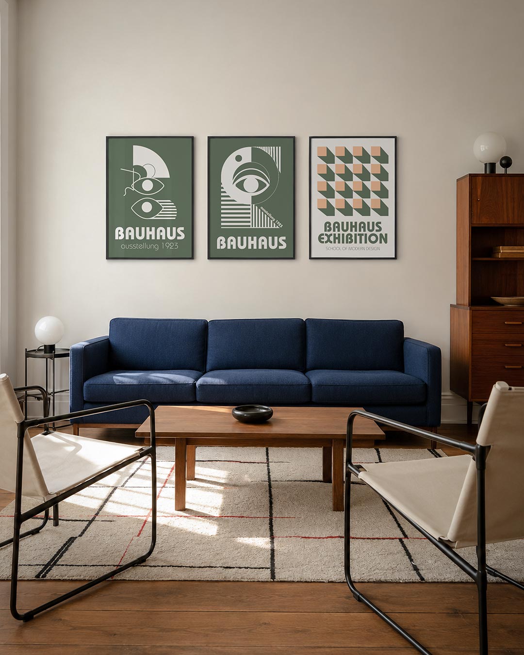 Vormen en vlakken posterset – derde productweergave – deze posterset in drie delen toont een spel van witte geometrische