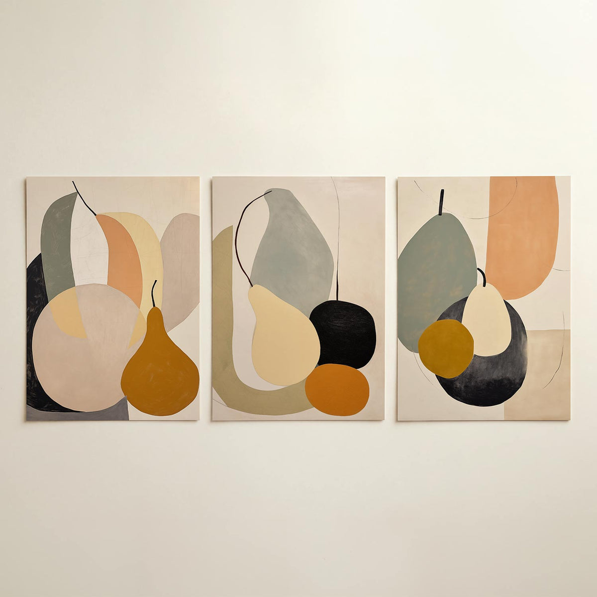 Vorm en kleurenspel – driedelige posterset in tweede interieur