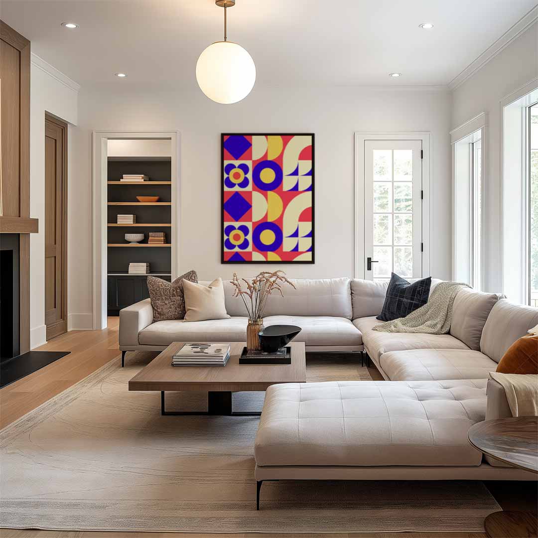 Retro Geometrische Print – staand kunstwerk voor modern interieur