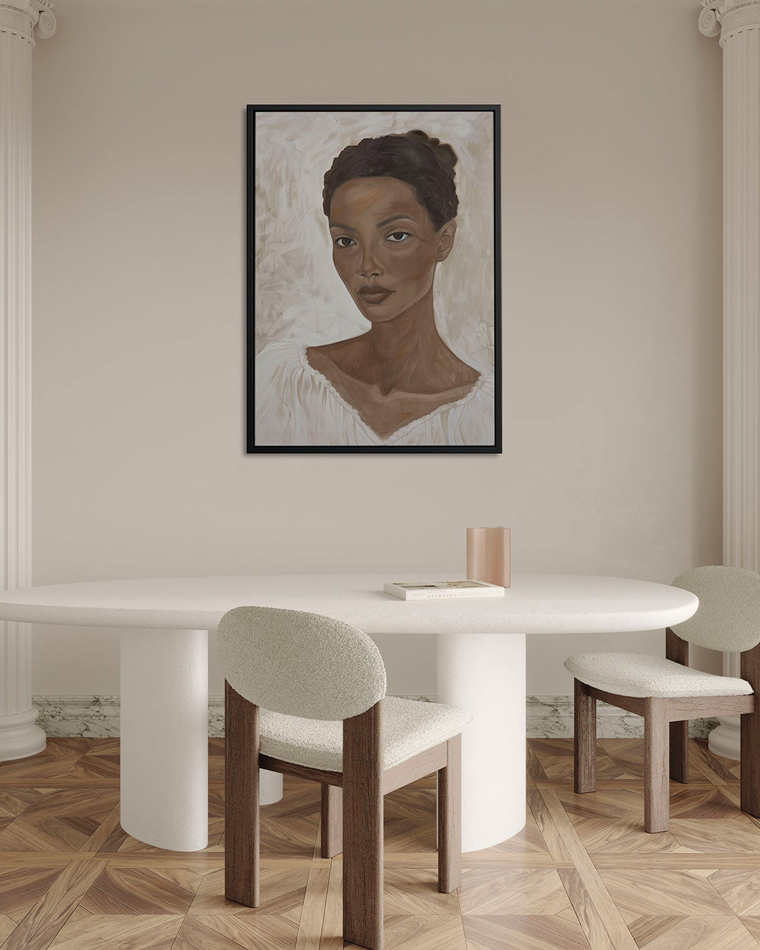 Portret in aardetinten – staand wanddecoratie kunstwerk