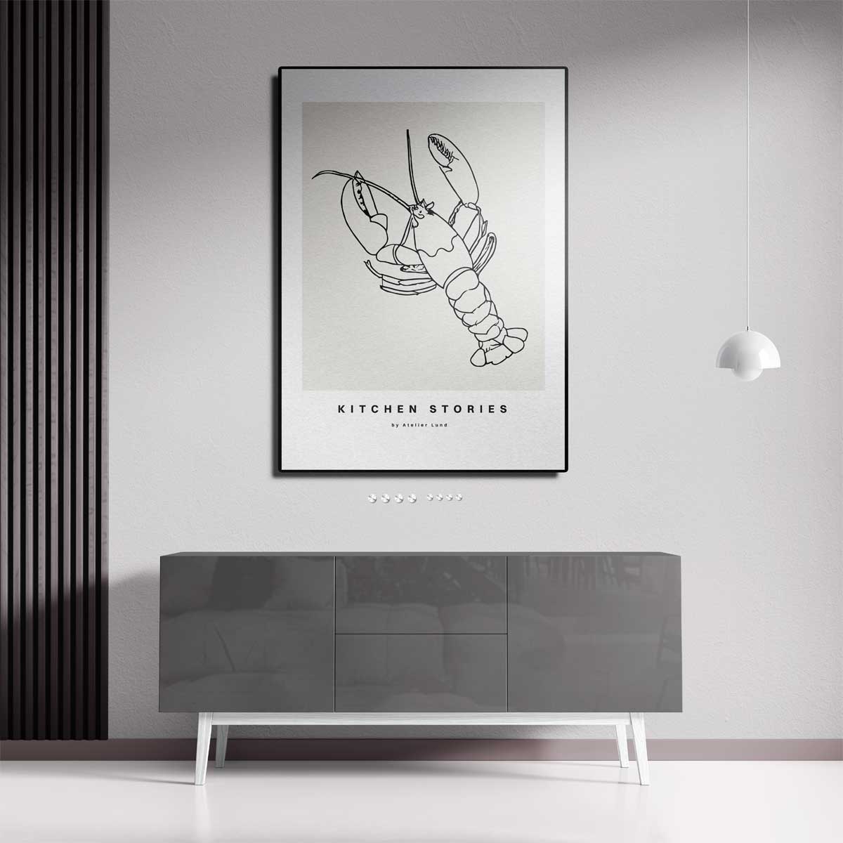 Keukenverhalen: Eenvoudige Kreeft – staande wandkunst voor woonkamer of interieur