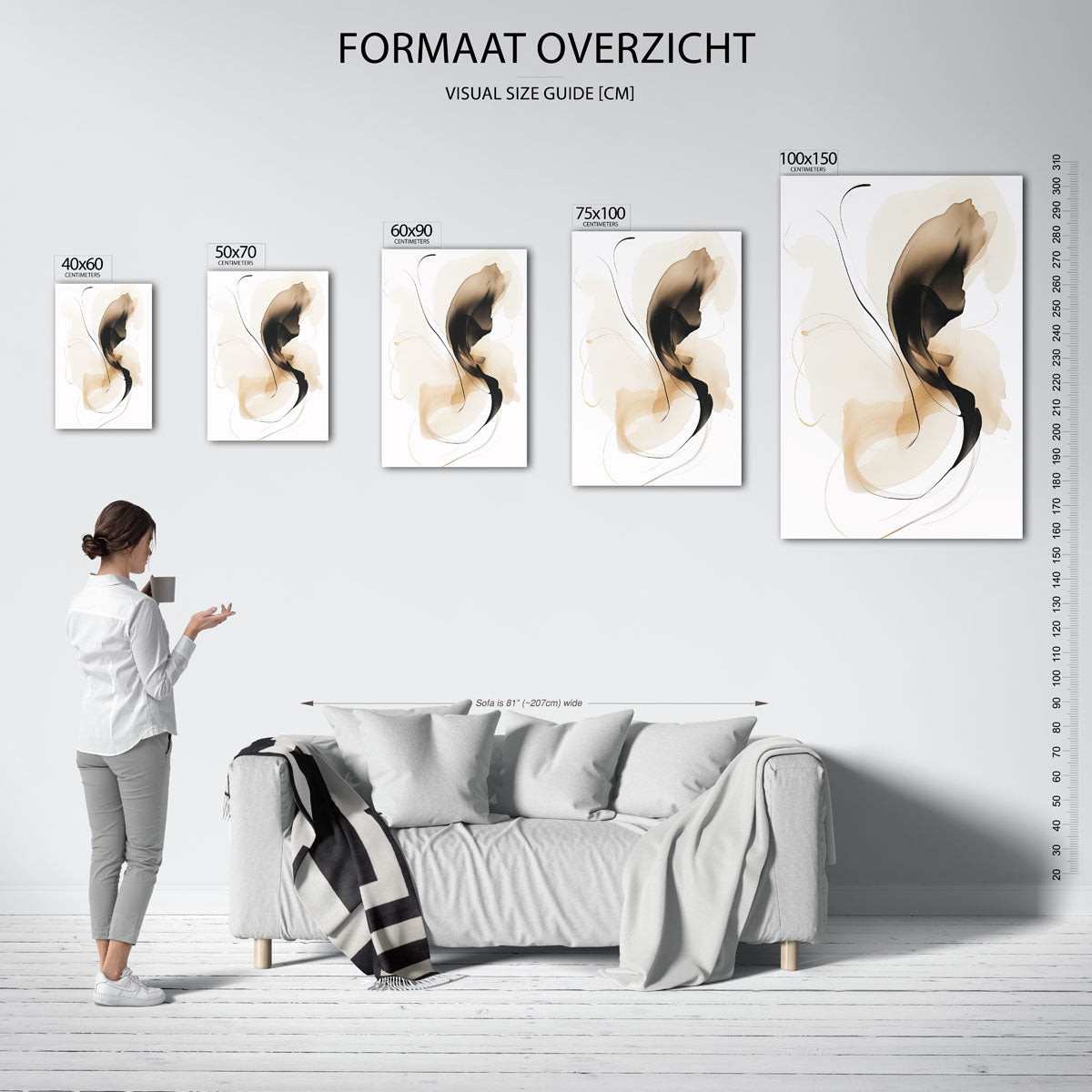 Organische vormen – staand wanddecoratie kunstwerk