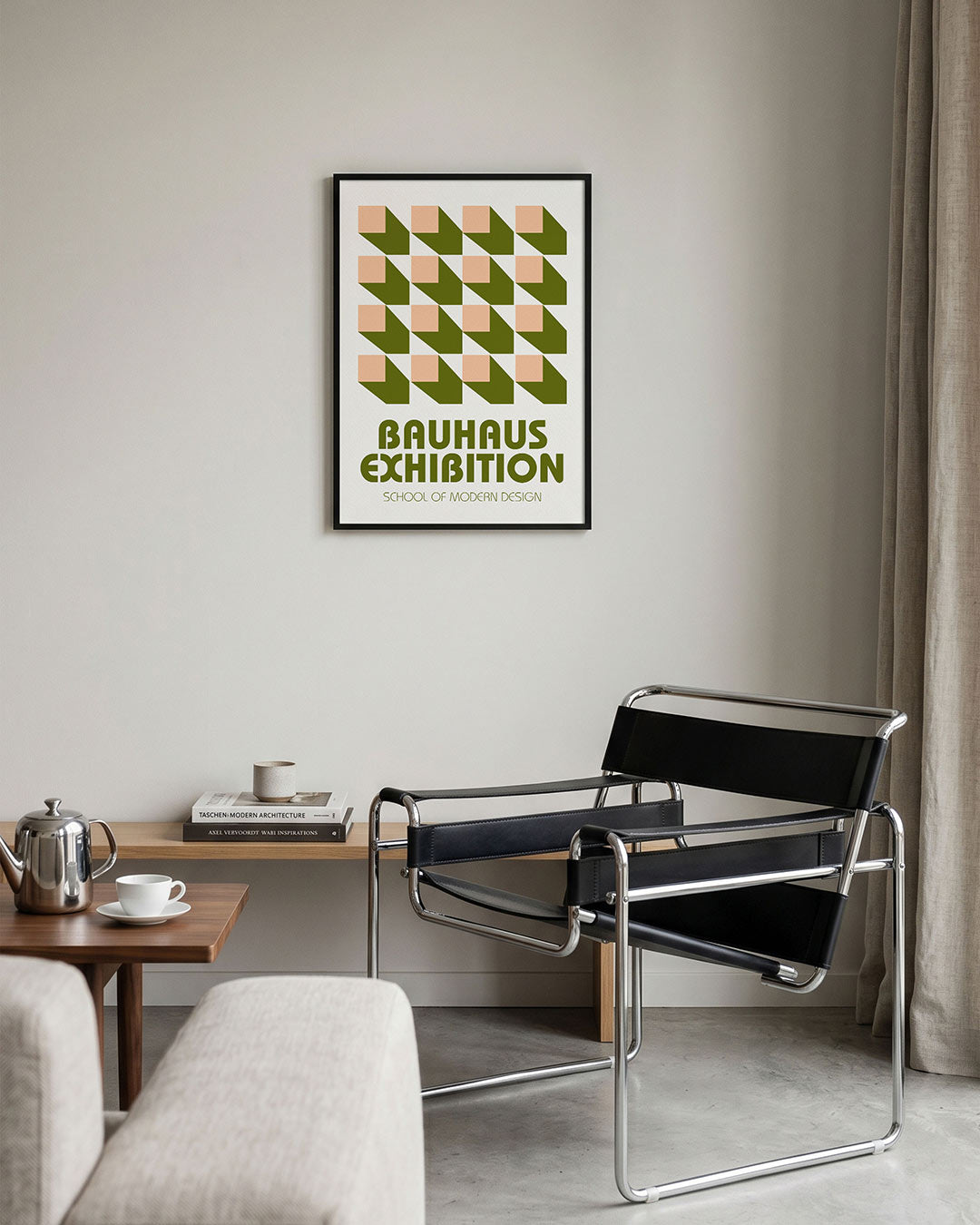 Vormritme en schaduw – geometrische Bauhaus poster in staand formaat