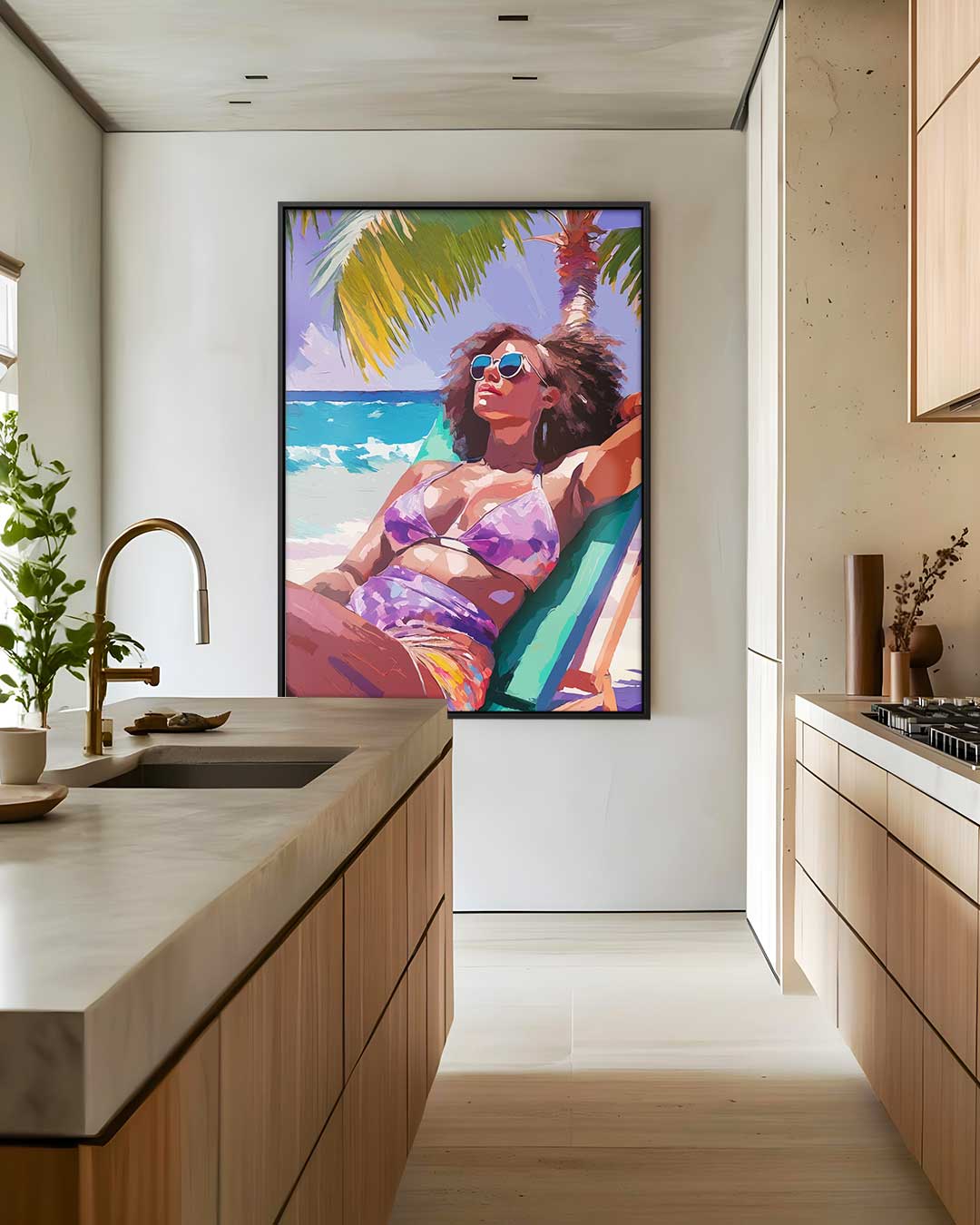 Zomerse Strandvibes – canvas wanddecoratie in portret formaat