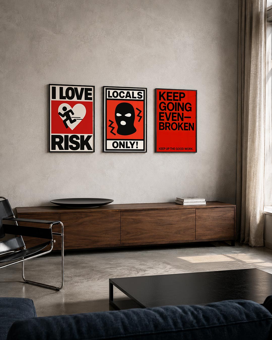 Dynamisch lijnenspel posterset – tweede productweergave – deze posterset in drie delen toont een speelse combinatie