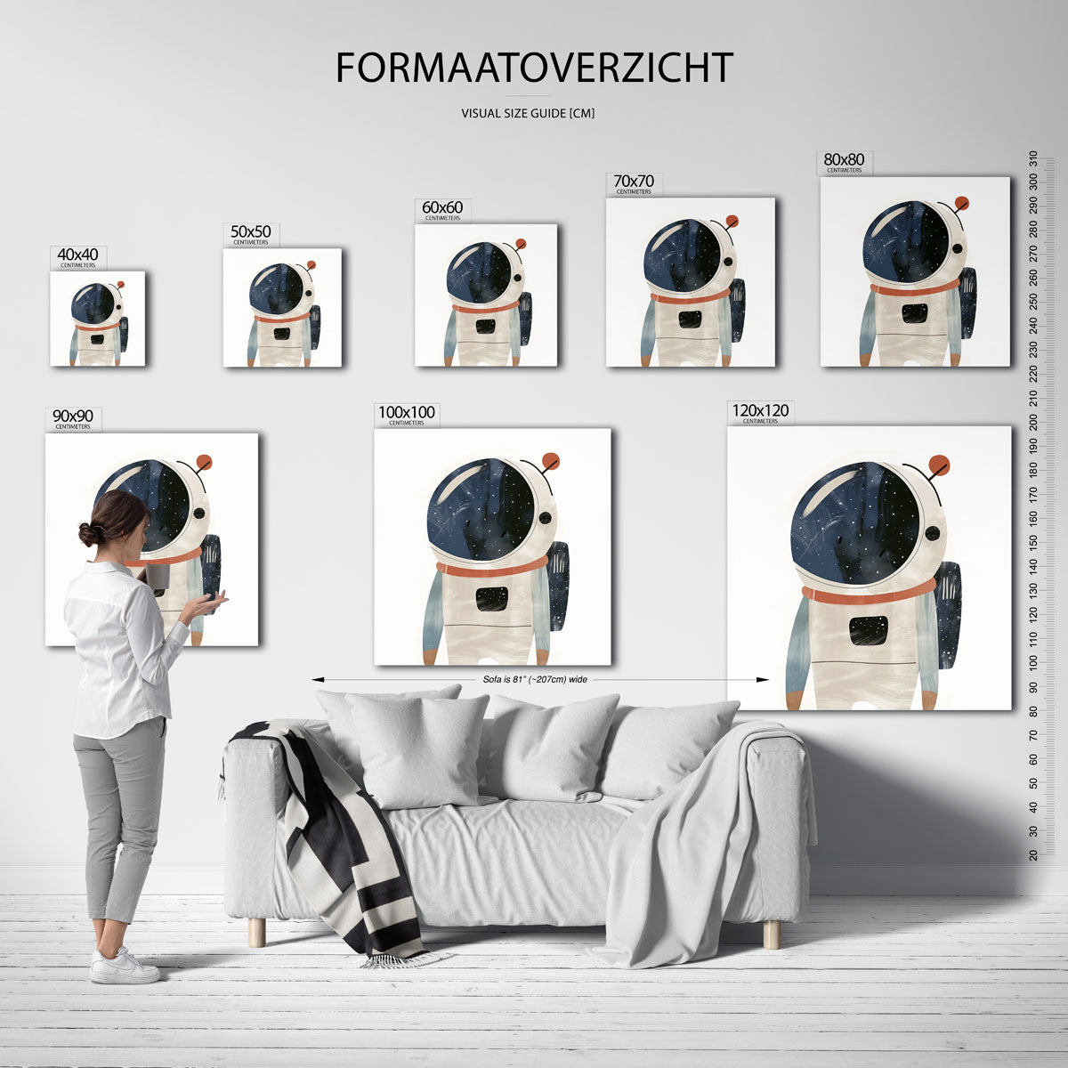Astronaut met helm – vierkante muurposter voor de kinderkamer