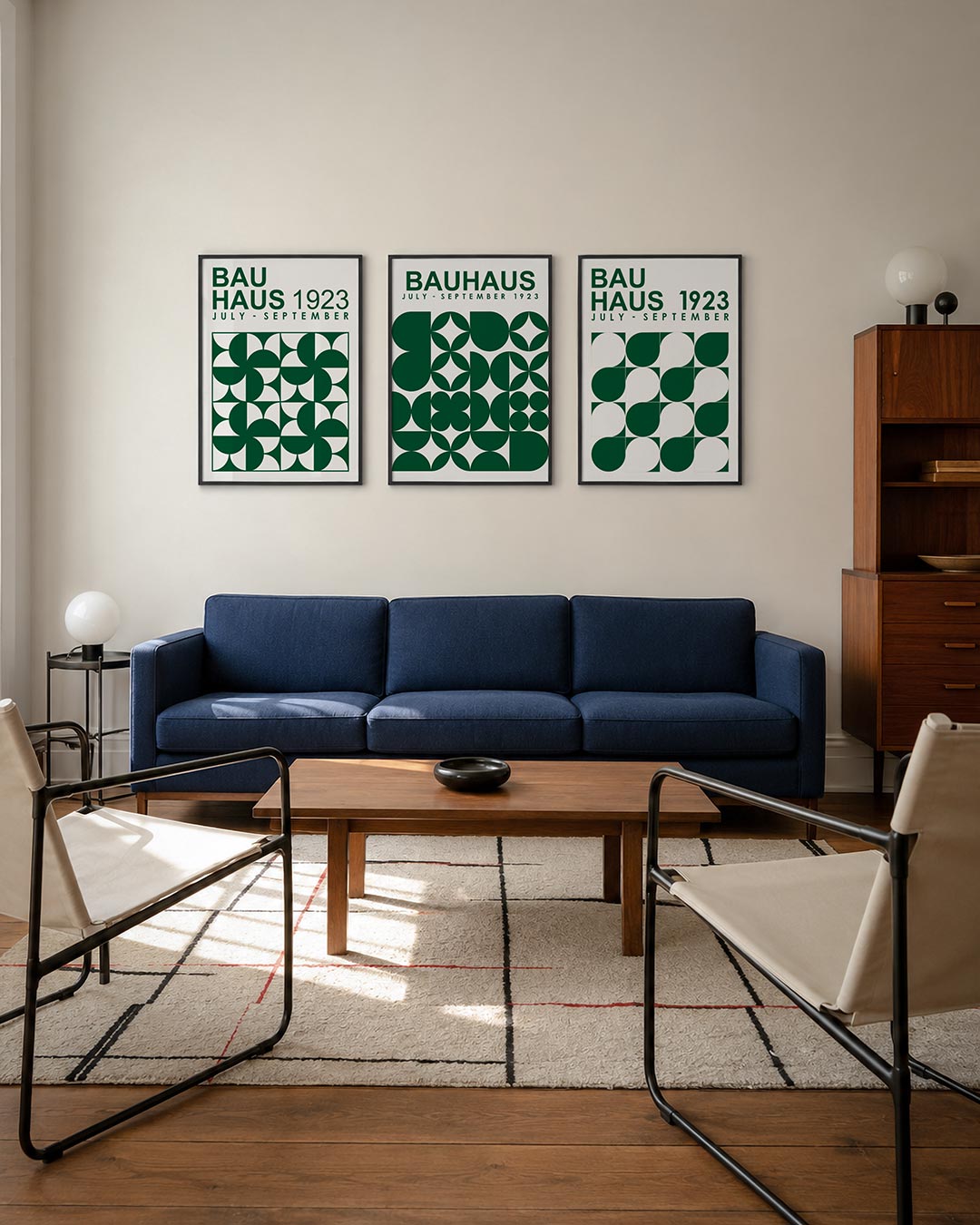 Vorm en ritme driedelige posterset – deze posterset in drie delen toont een speelse wisselwerking van groene en witte halve