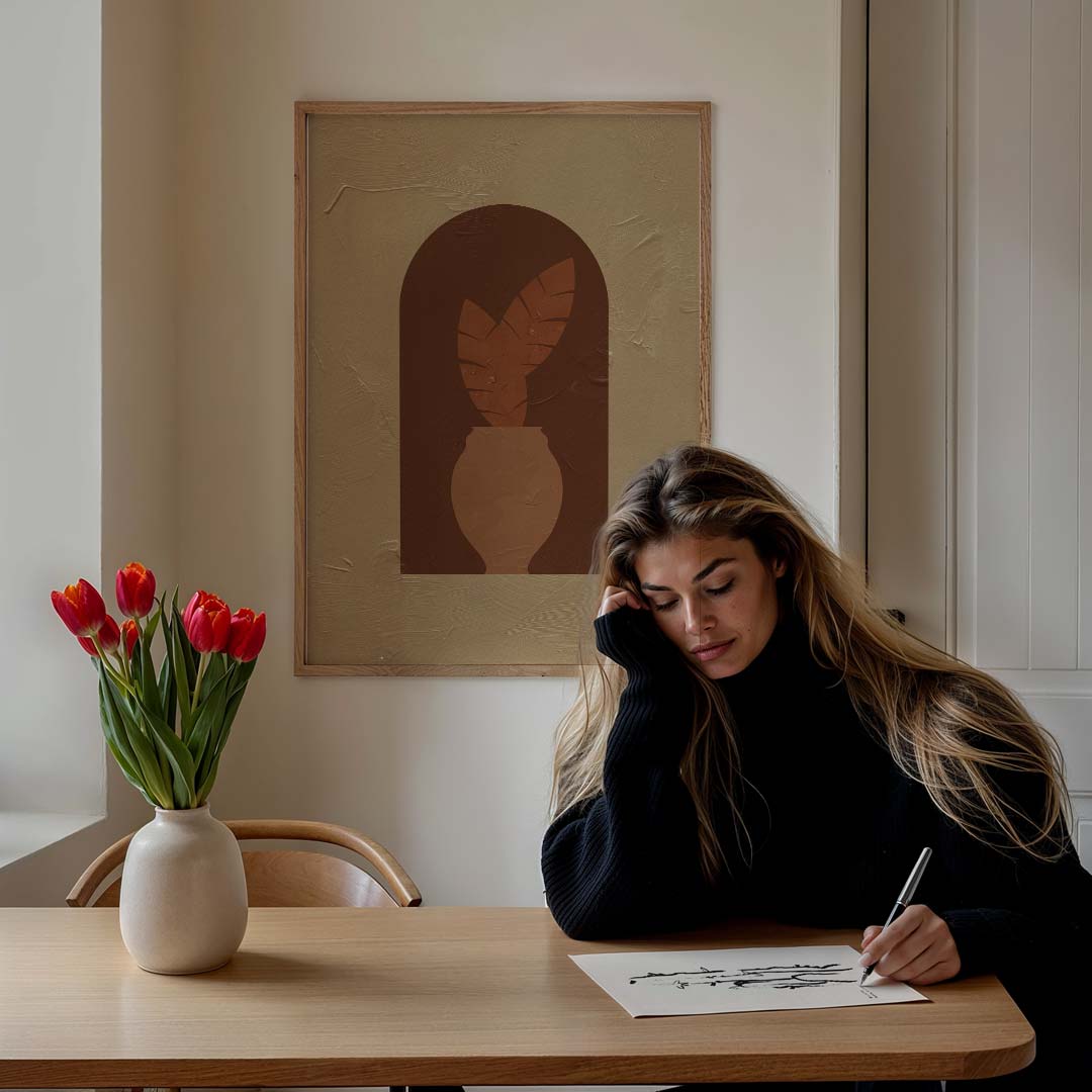 Minimalistische Vaas – staande muurposter met abstracte vormen