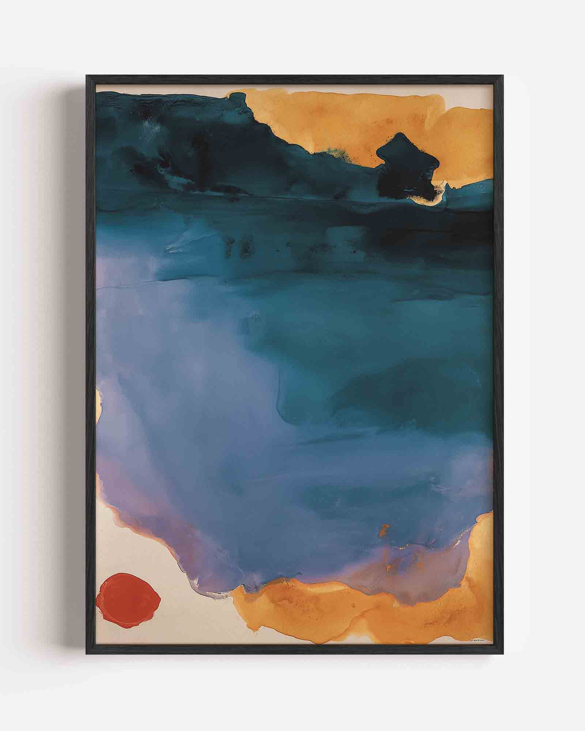 Blauw en oranje abstracte – hedendaagse illustratie portret poster als wanddecoratie
