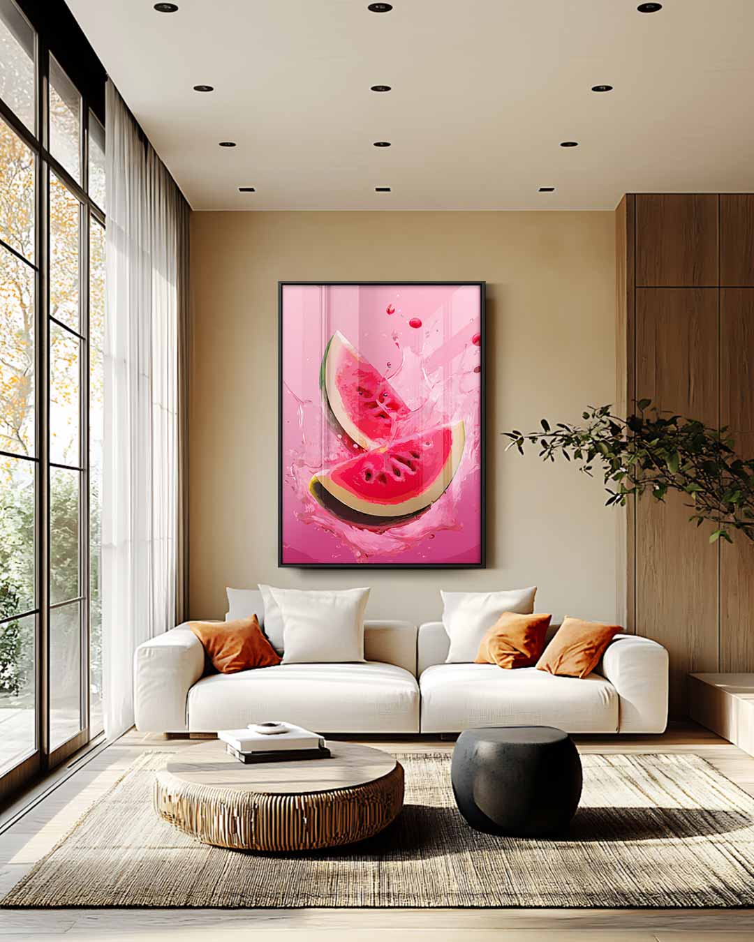 Spetterende Watermeloen – modern portret kunstwerk van WallArtistic