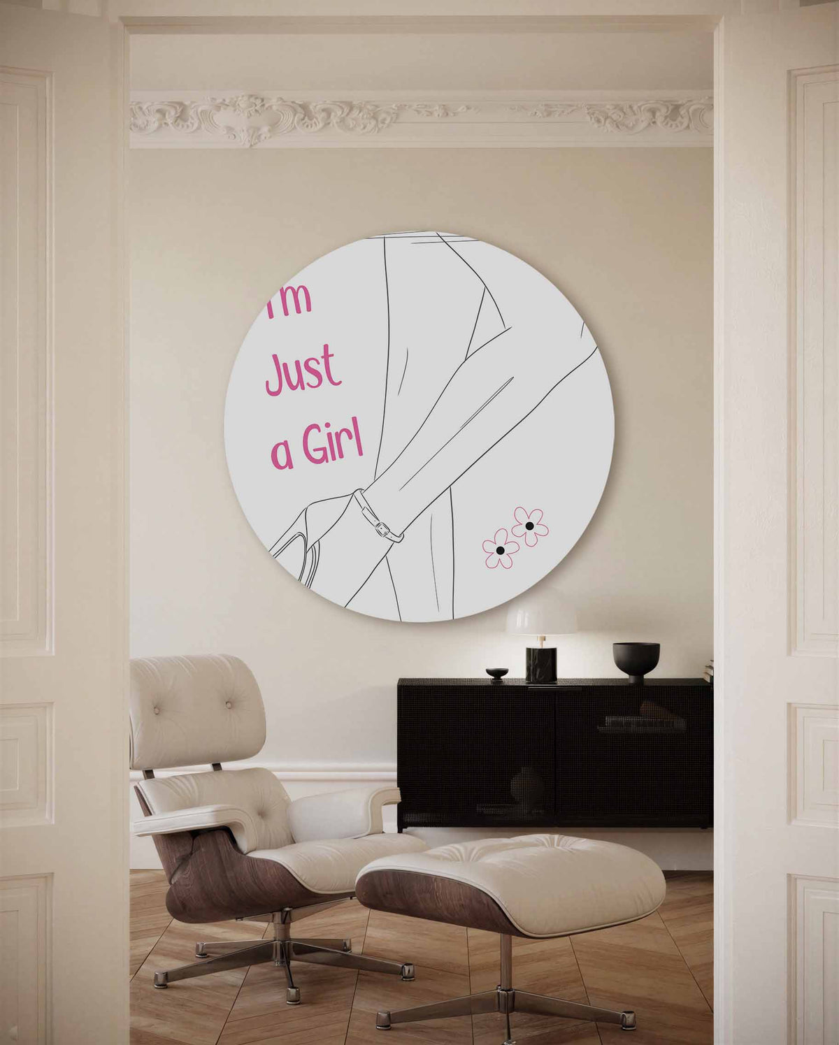 Just a girl – kleurrijke Pop Art muurcirkel voor aan de muur
