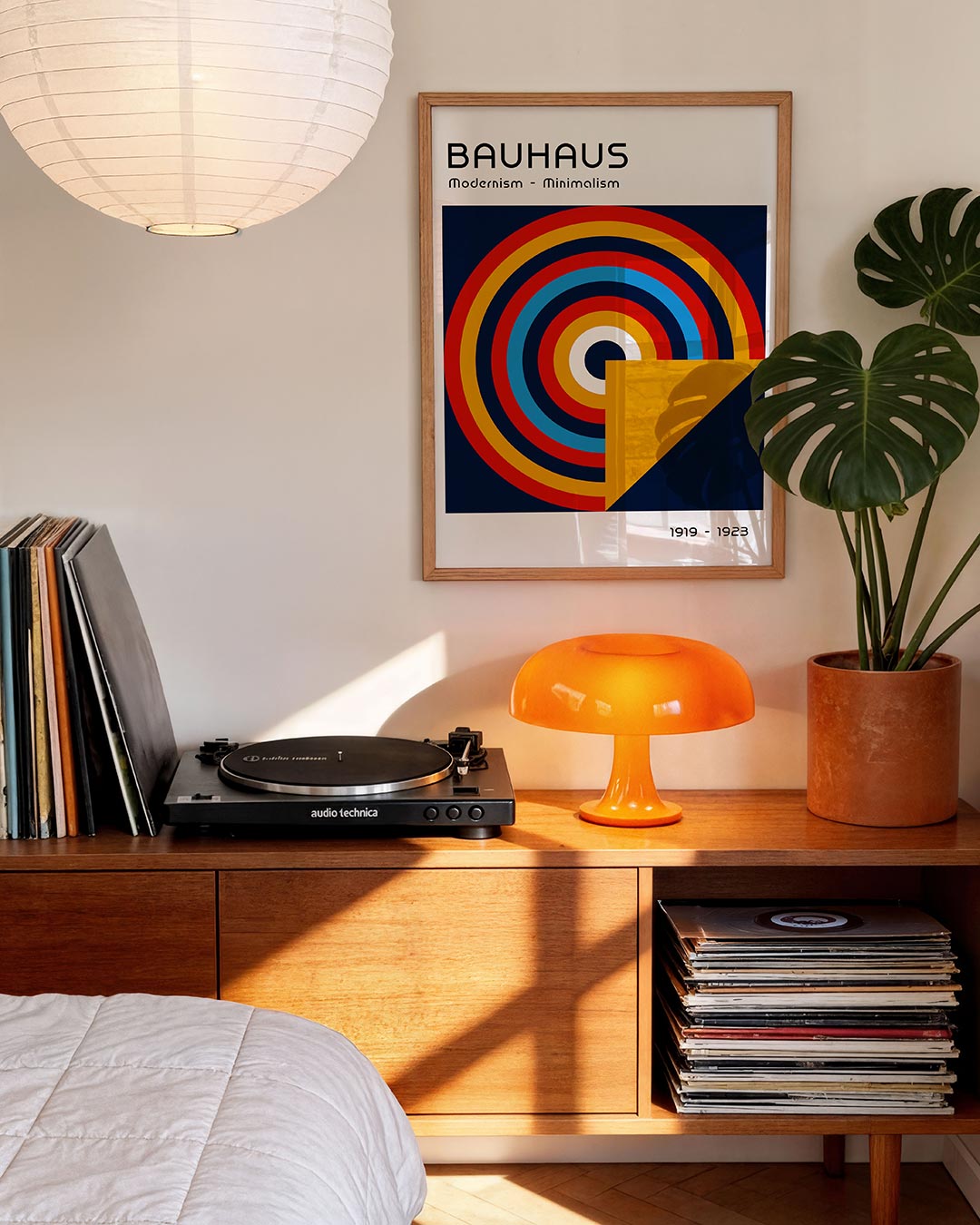 Cirkelvormen en lijnen – moderne Bauhaus wandkunst als poster