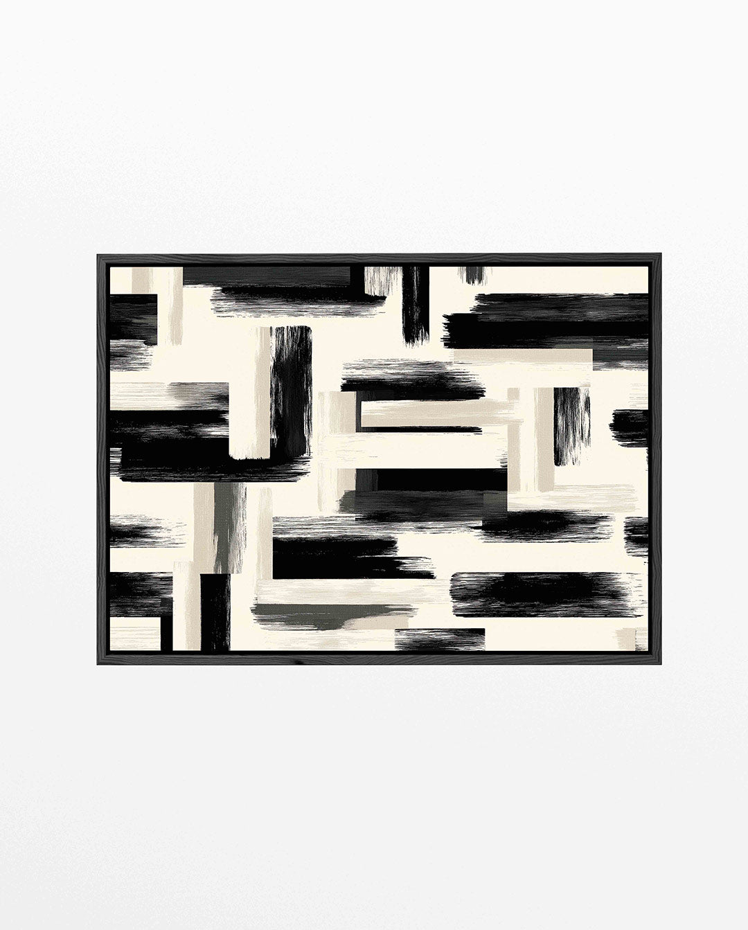 Grafische borstelvegen – liggend abstract kunstwerk
