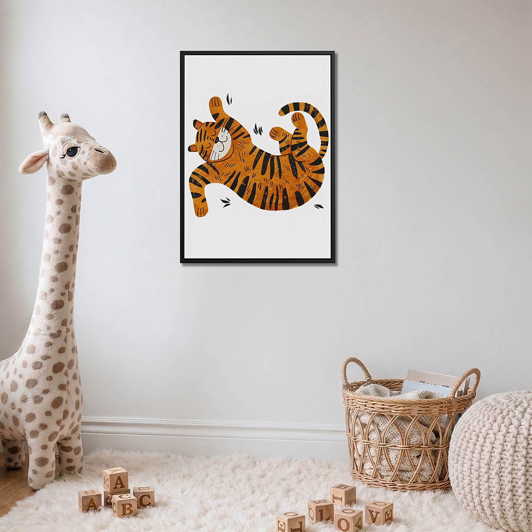 Speelse tijger illustratie – moderne staande wandkunst