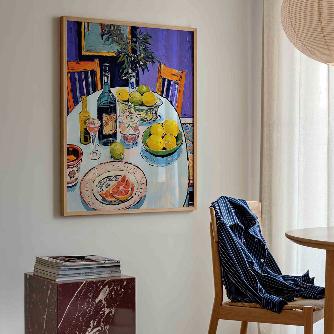 Stilleven met citrus – kleurrijke illustratie poster in staand formaat