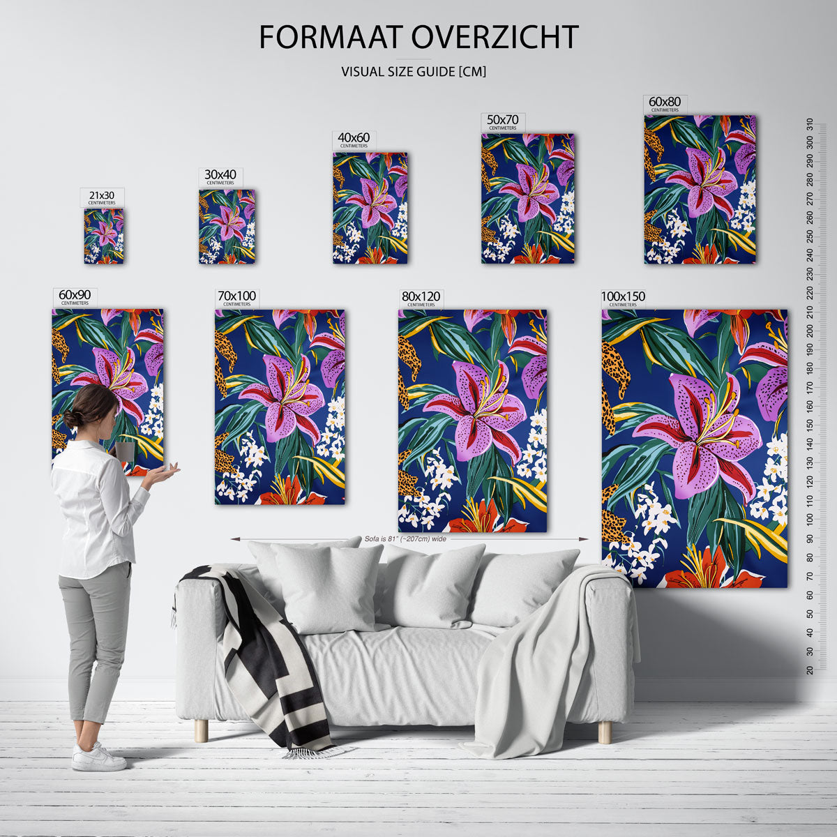 Bloemen en bladeren – staande muurposter met jungle thema